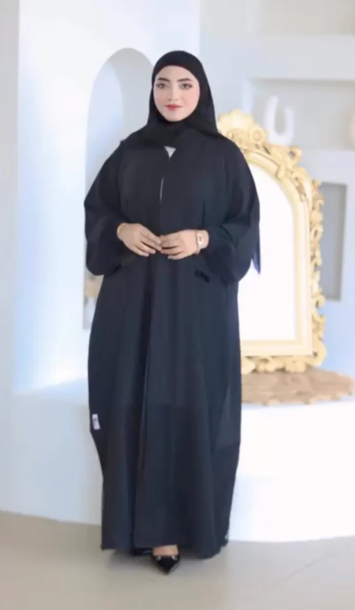 عباية دبل شيفون كلوش مطرزة