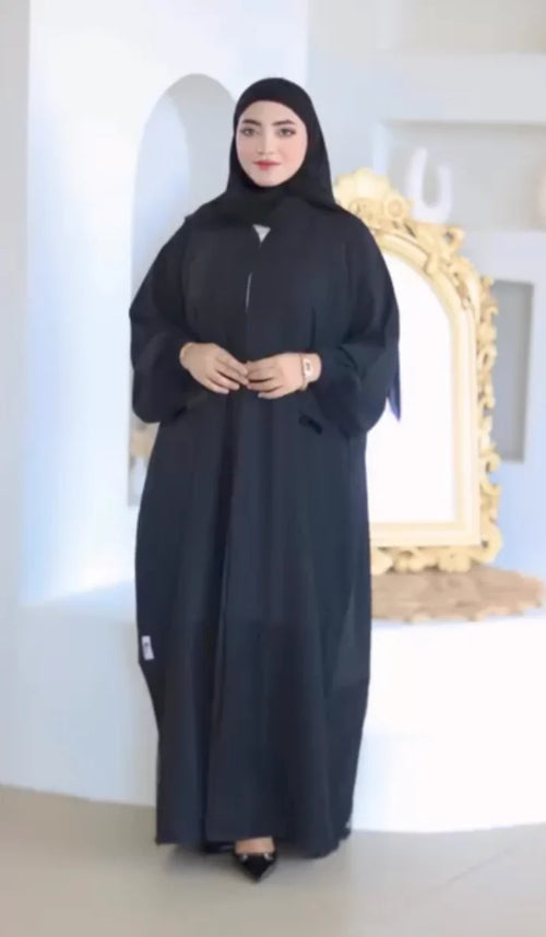 عباية دبل شيفون كلوش مطرزة